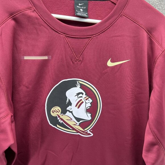 Florida State Seminoles Sweatshirt Mens Large Maroon NCAA Football Nike Dri Fit - Picture 10 of 11